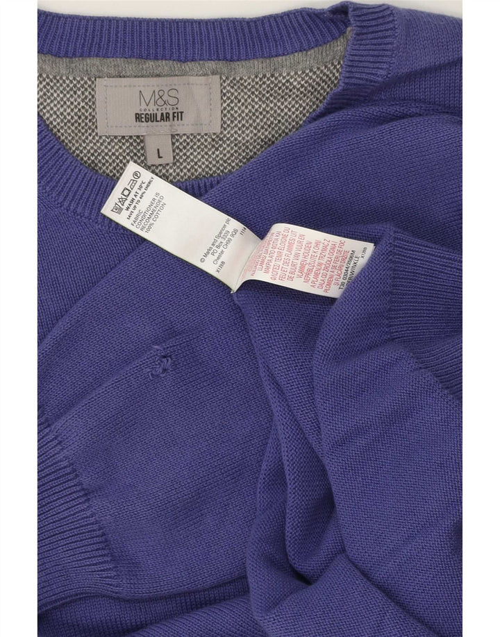 Marks & Spencer Mens Regular Fit Crew Neck Jumper Sweater Large Purple