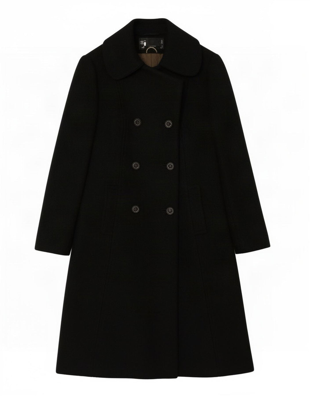 Vintage Womens Double Breasted Coat UK 18 XL Black Wool