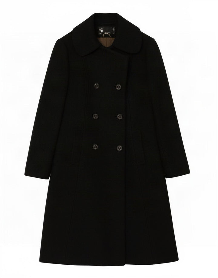 Vintage Womens Double Breasted Coat UK 18 XL Black Wool