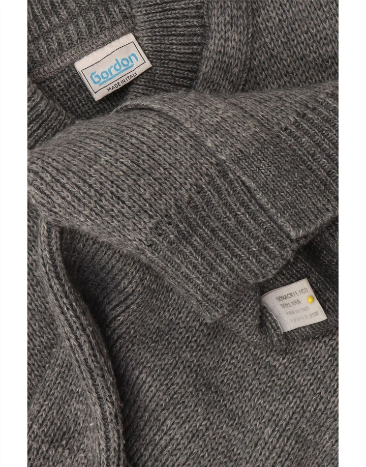 Gordon Mens Cardigan Sweater Small Grey Wool