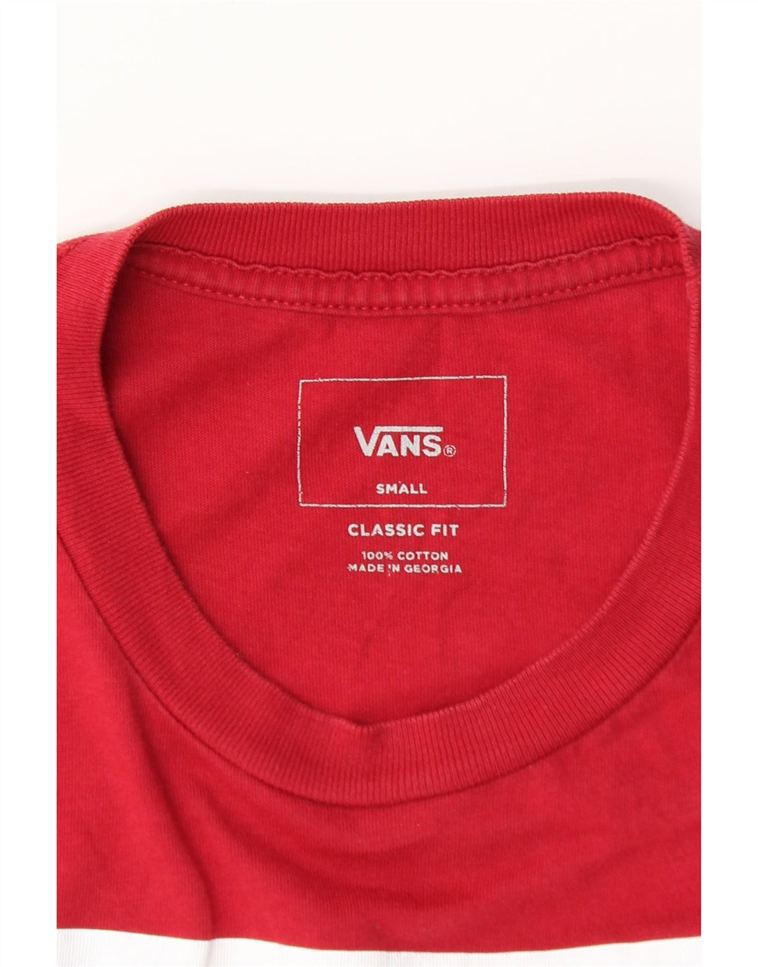 VANS Mens Classic Fit Graphic Top Long Sleeve Small Red Cotton