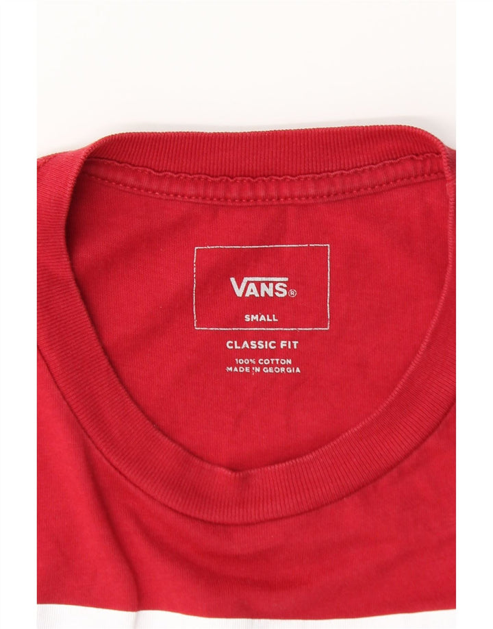 VANS Mens Classic Fit Graphic Top Long Sleeve Small Red Cotton