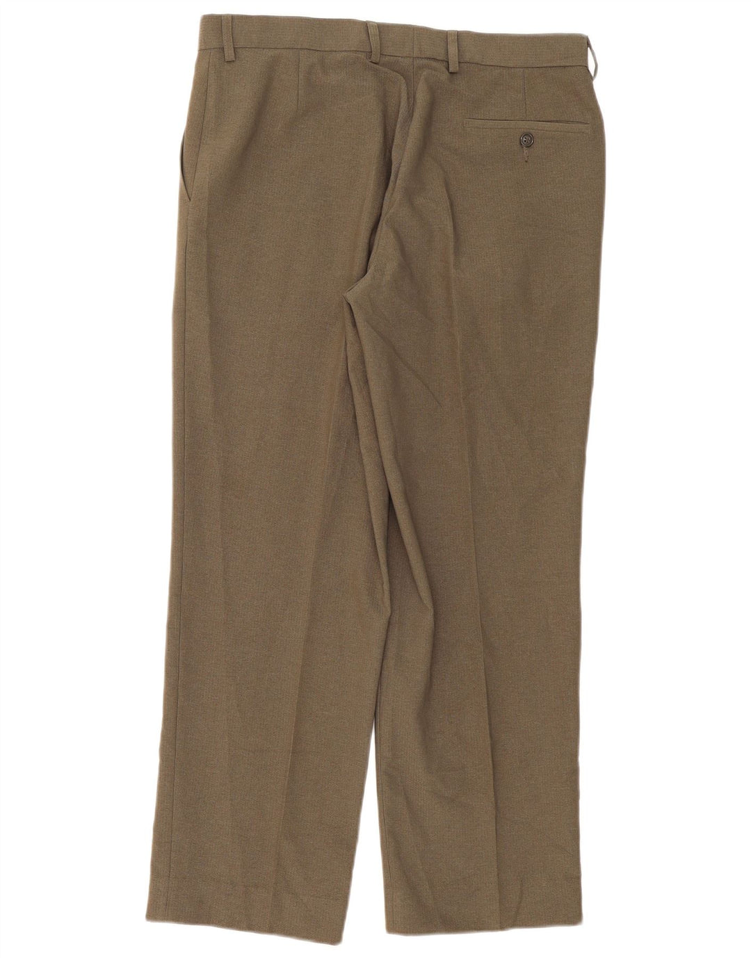 Marks & Spencer Mens Straight Suit Trousers W34 L31 Khaki Polyester