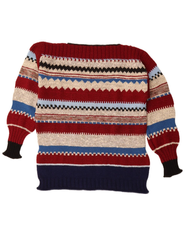 Vintage Womens Boat Neck Jumper Sweater UK 18 XL Multicoloured Striped
