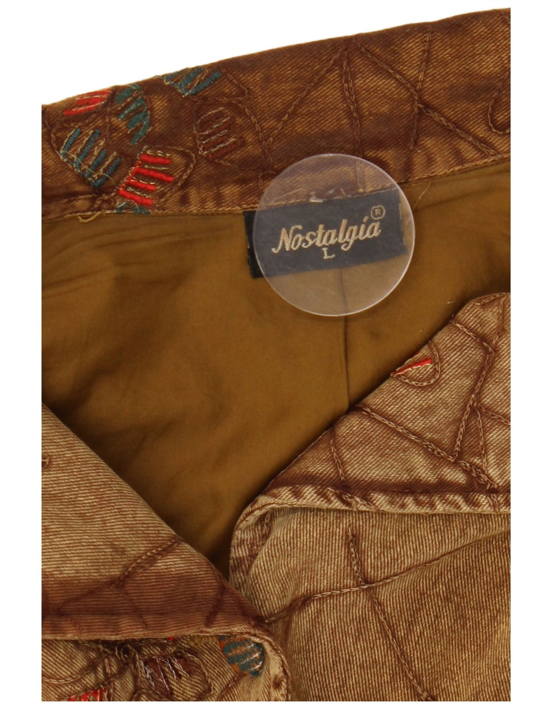 Vintage Womens Bomber Jacket UK 16 Large Brown Floral Cotton