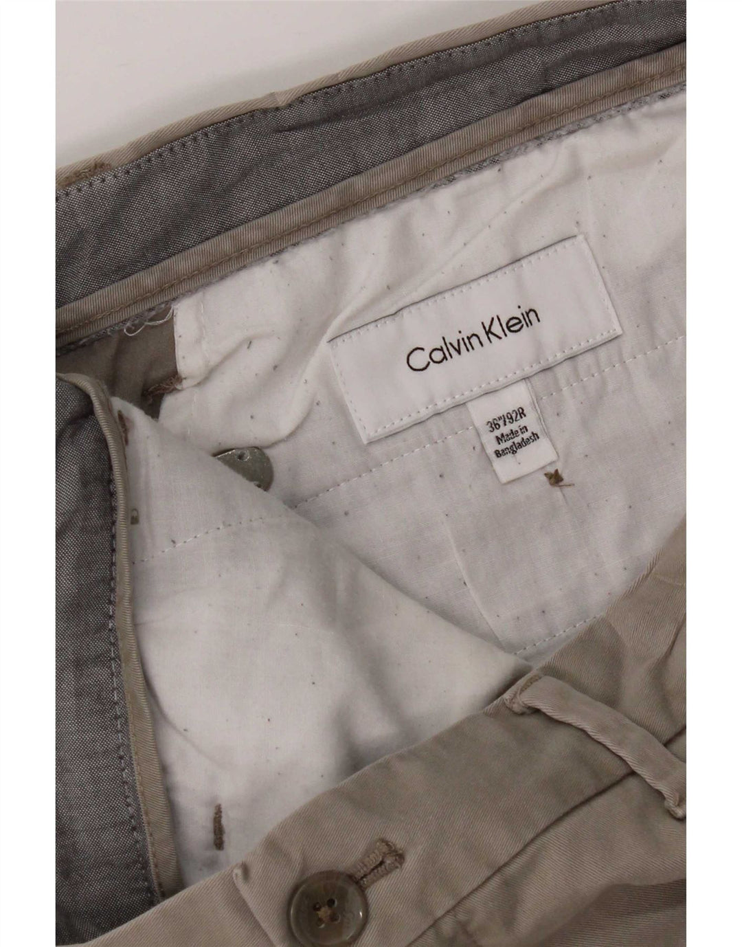 Calvin Klein Mens Straight Chino Trousers W36 L32 Grey