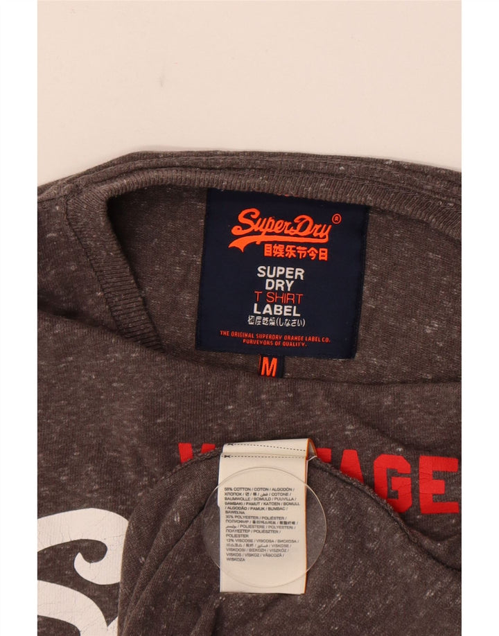 Superdry Mens Graphic T-Shirt Top Medium Grey Flecked Cotton