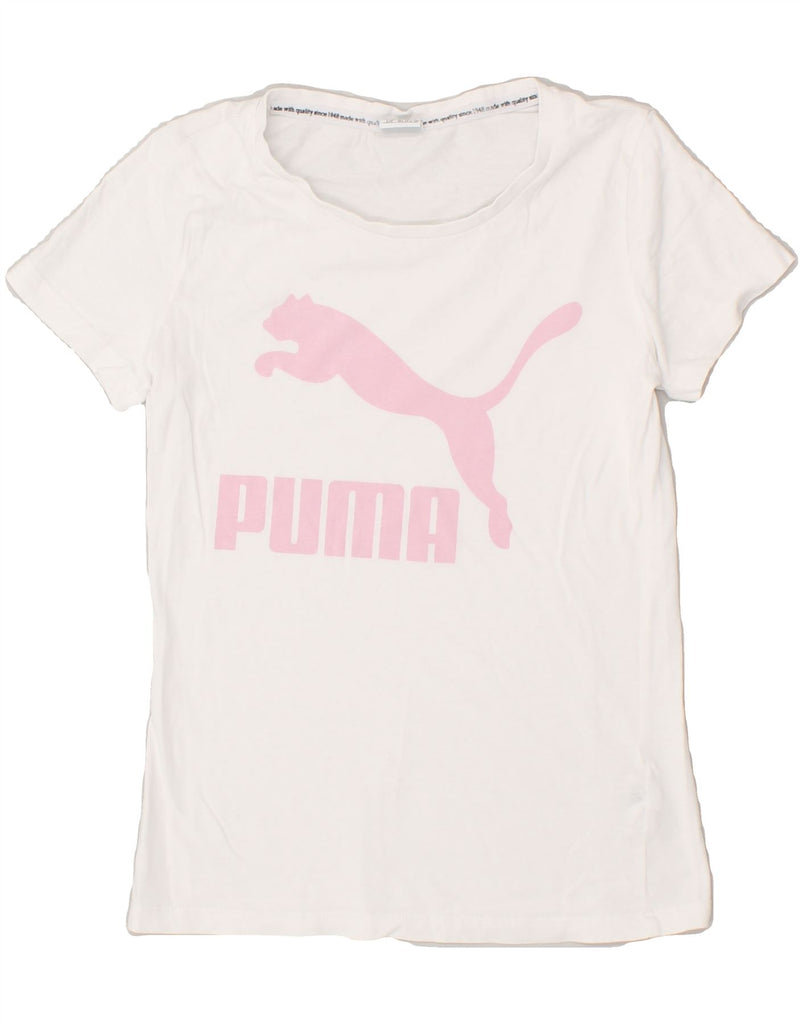 PUMA Girls Graphic T-Shirt Top 11-12 Years White Cotton | Vintage Puma | Thrift | Second-Hand Puma | Used Clothing | Messina Hembry 