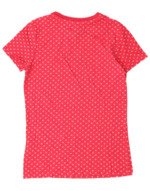 Adidas Womens Graphic T-Shirt Top UK 10 Small Pink Spotted Cotton