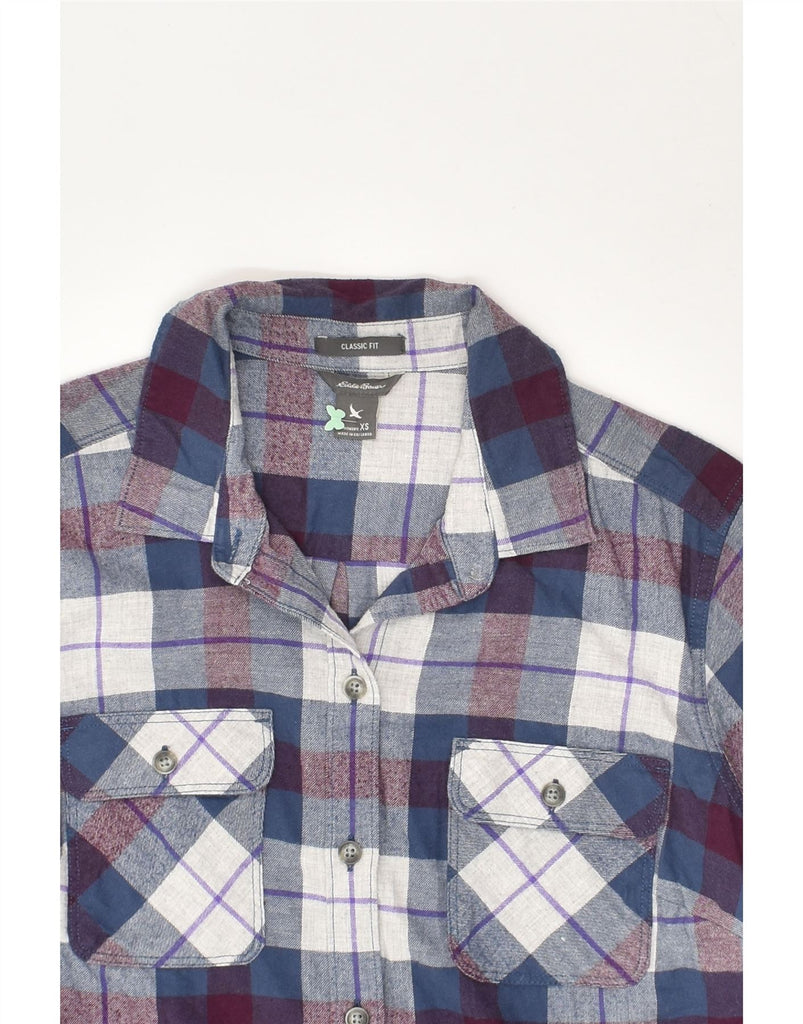 EDDIE BAUER Womens Classic Fit Flannel Shirt UK 6 XS Blue Check Cotton | Vintage Eddie Bauer | Thrift | Second-Hand Eddie Bauer | Used Clothing | Messina Hembry 