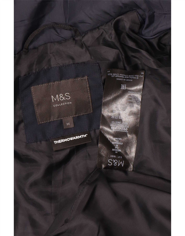 Marks & Spencer Mens Padded Jacket UK 38 Medium Navy Blue Polyester