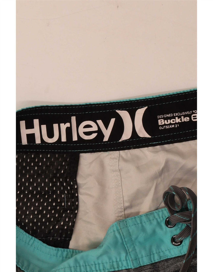 Hurley Mens Graphic Swimming Shorts Large Grey Colourblock