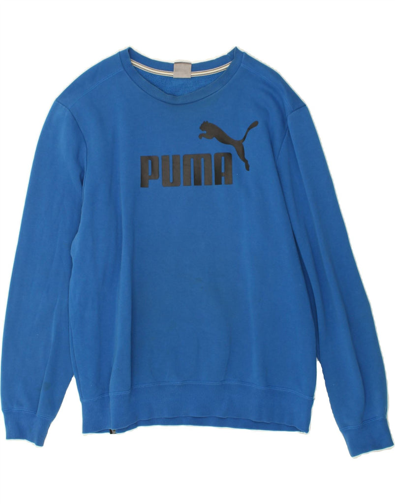 PUMA Mens Graphic Sweatshirt Jumper Large Blue Cotton | Vintage Puma | Thrift | Second-Hand Puma | Used Clothing | Messina Hembry 