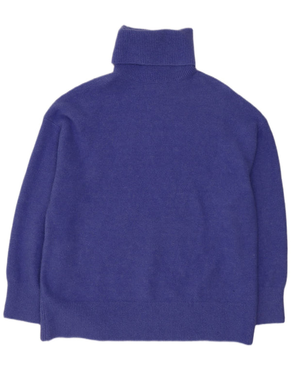 Zara Womens Oversized Roll Neck Jumper Sweater UK 14 Medium Blue Acrylic