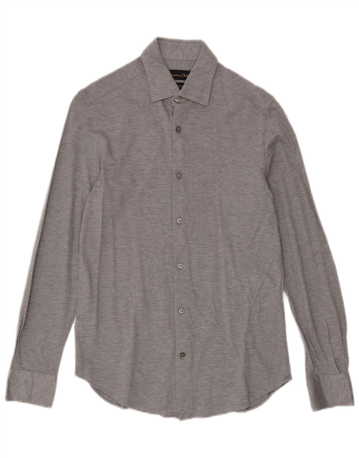 Massimo Dutti Mens Shirt Small Grey Cotton
