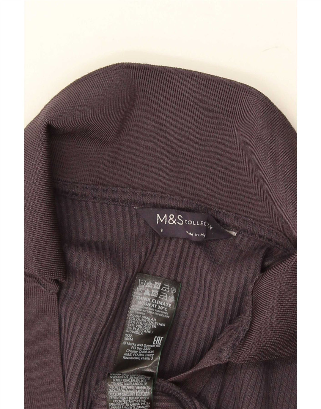 Marks & Spencer Womens Long Sleeve Polo Shirt Uk 8 Small Grey Polyester