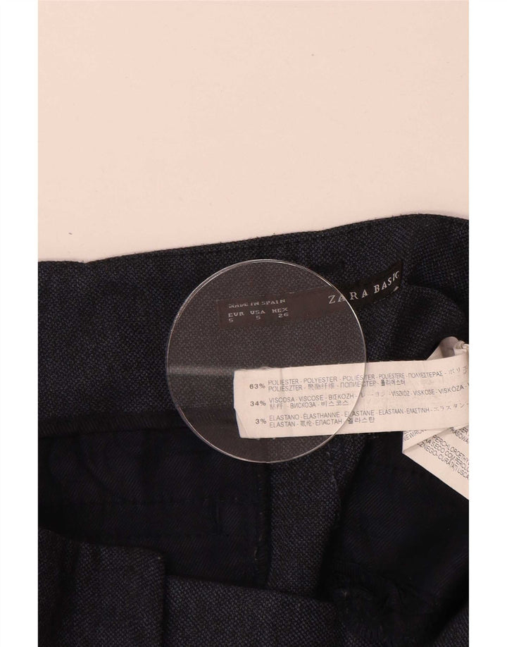 Zara Womens Straight Chino Trousers Small W26 L28 Navy Blue Polyester