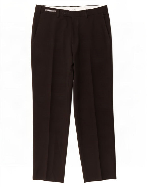 Marks & Spencer Mens Straight Suit Trousers W32 L31 Black Polyester