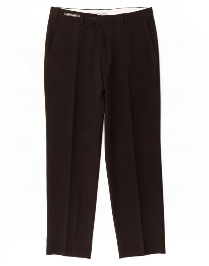 Marks & Spencer Mens Straight Suit Trousers W32 L31 Black Polyester
