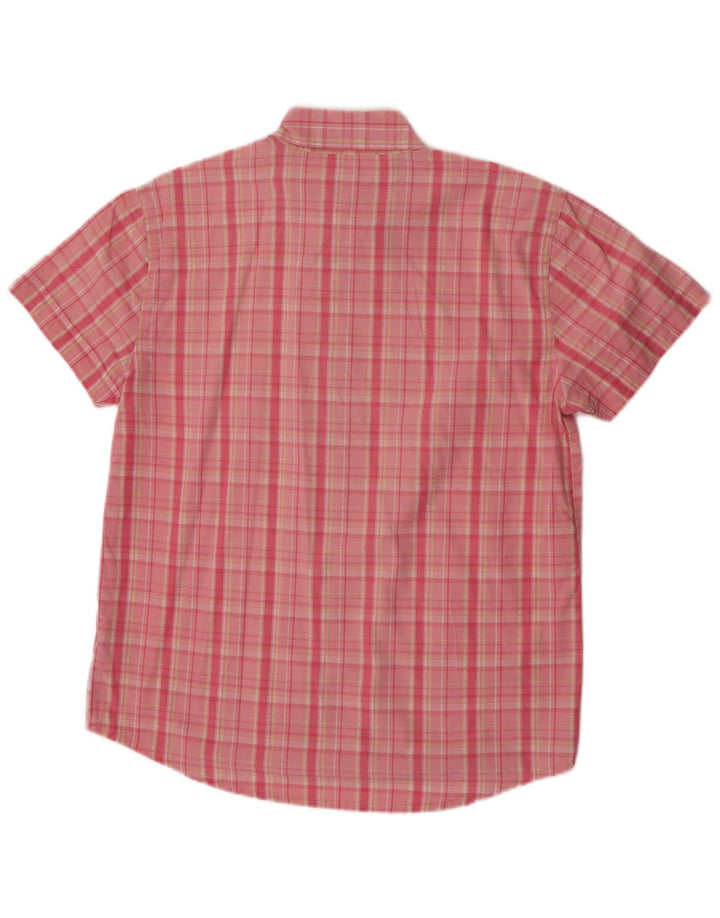 PEPE Jeans Mens Short Sleeve Shirt Medium Pink Check Cotton