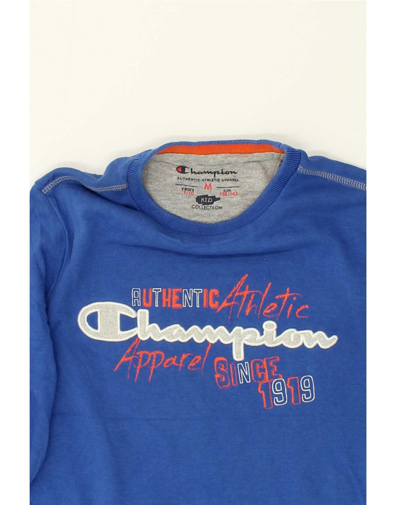 CHAMPION Boys Graphic Sweatshirt Jumper 9-10 Years Medium  Blue Vintage Champion and Second-Hand Champion from Messina Hembry 