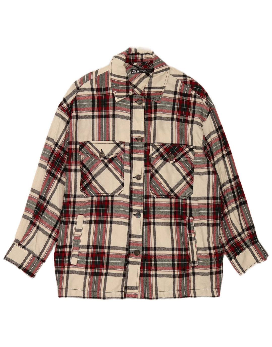 Zara Womens Oversized Utility Jacket UK 10 Small Multicoloured Check