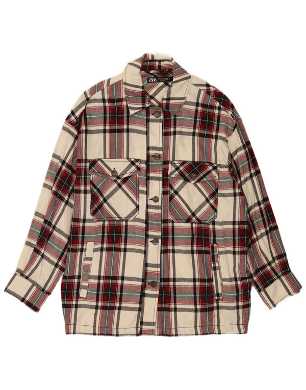 Zara Womens Oversized Utility Jacket UK 10 Small Multicoloured Check