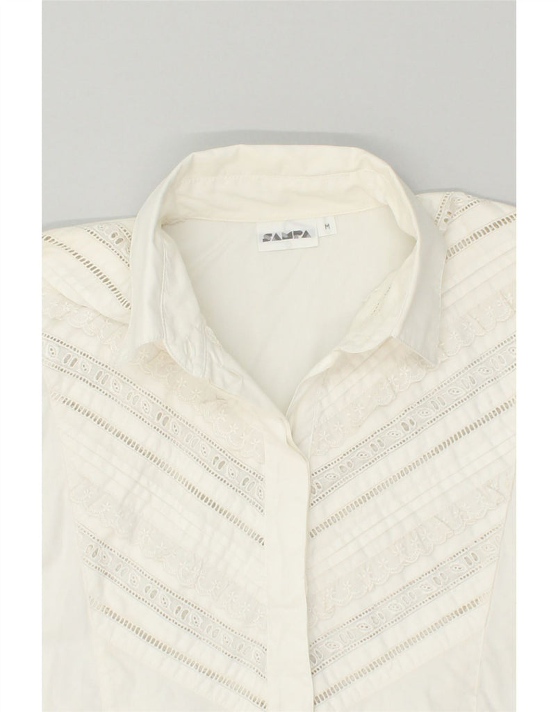 VINTAGE Womens Shirt UK 14 Medium White Floral | Vintage Vintage | Thrift | Second-Hand Vintage | Used Clothing | Messina Hembry 