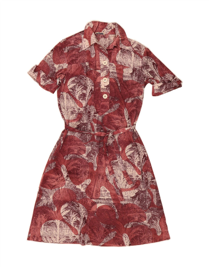 LUISA SPAGNOLI Womens Abstract Pattern A-Line Dress IT 44 Medium Burgundy Vintage Luisa Spagnoli and Second-Hand Luisa Spagnoli from Messina Hembry 