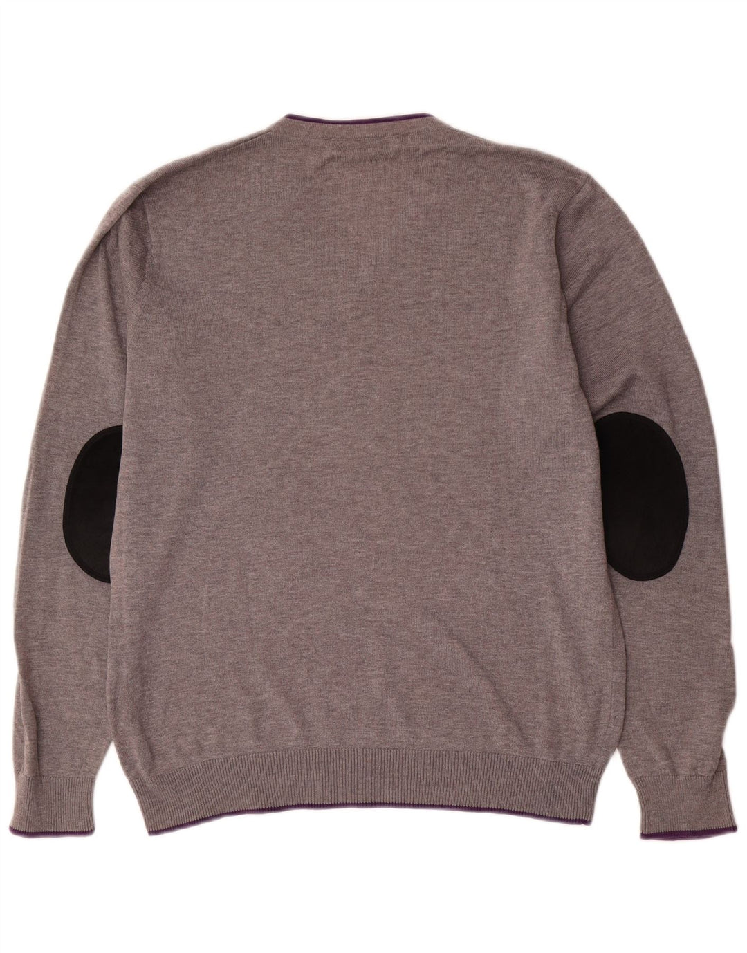 Gant Mens V-Neck Jumper Sweater Medium Grey Colourblock Cotton