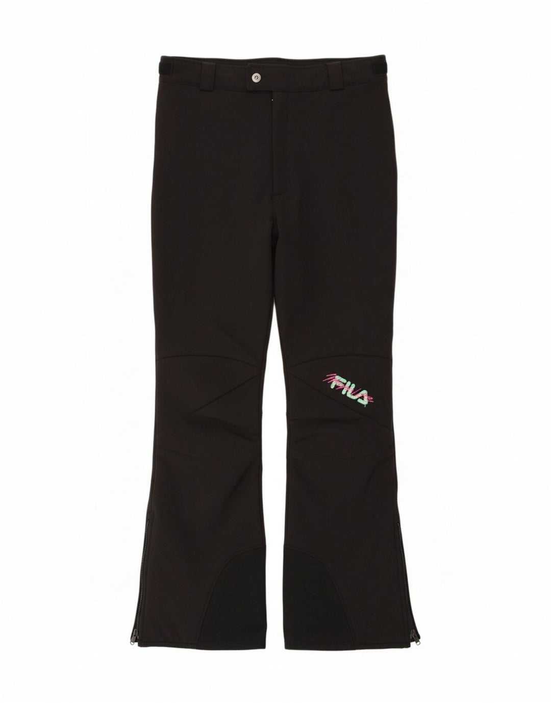 FILA Womens Graphic Bootcut Windbreaker Trousers W30 L28 Black Polyamide