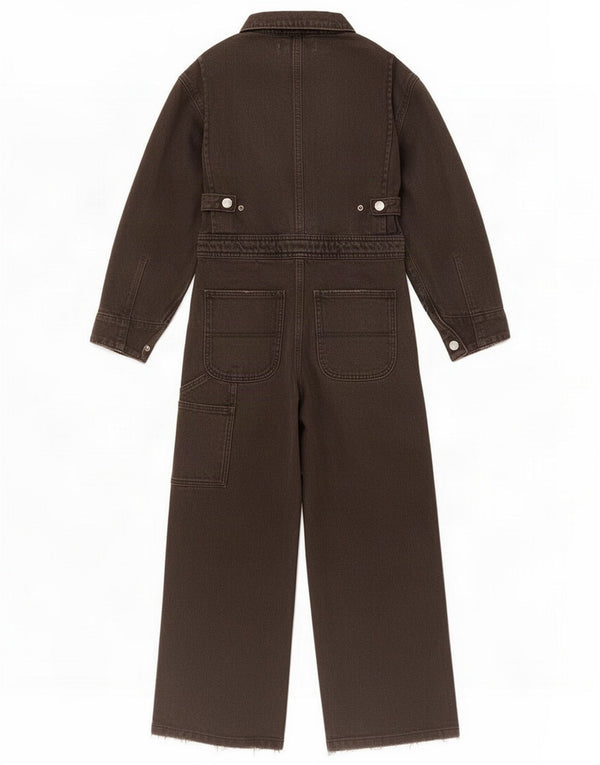 Zara Girls Carpenter Denim Jumpsuit 6-7 Years Grey Cotton