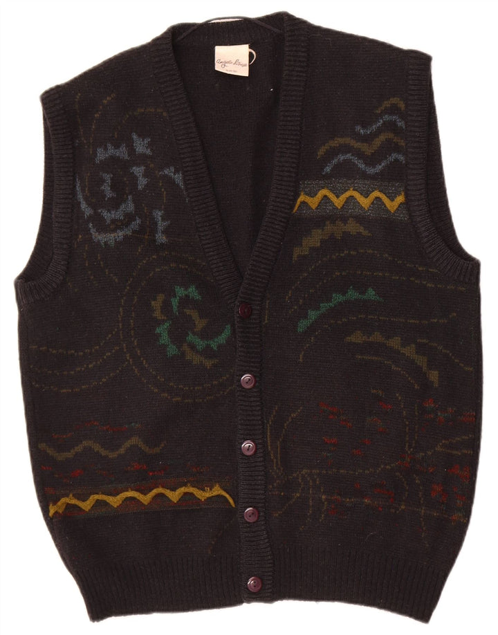 Angelo Litrico Mens Cardigan Sweater IT 48/50 Medium Black Geometric
