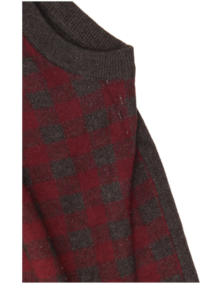 Nautica Mens Sleeveless Cardigan Sweater Large Grey Gingham Cotton