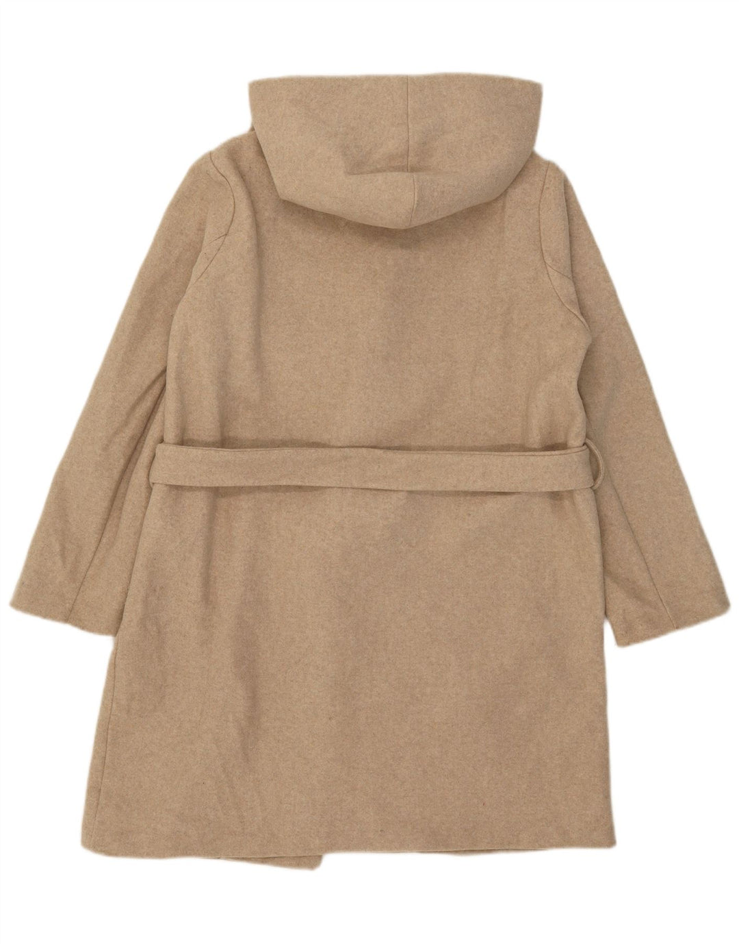 Zara Womens Hooded Overcoat UK 14 Medium Beige Polyester
