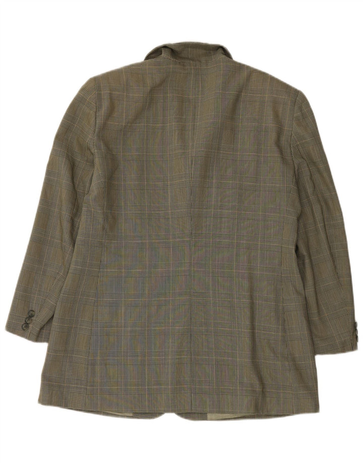 Elizabeth Ascot Womens 3 Button Blazer Jacket UK 18 XL Green Houndstooth