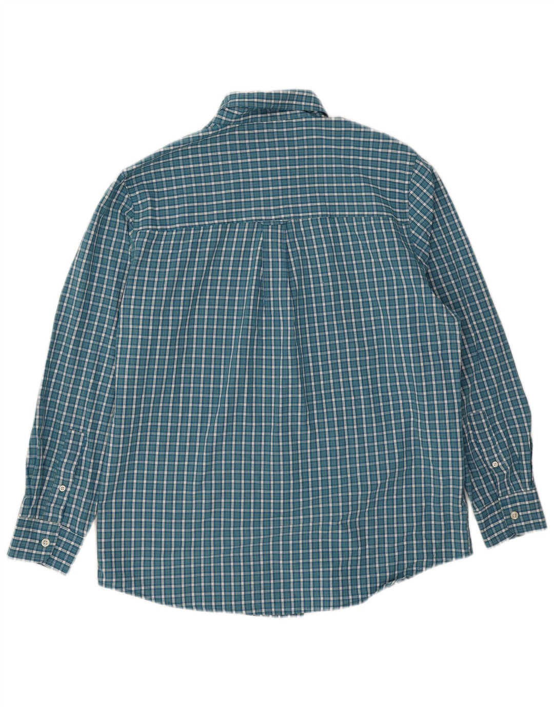 Chaps Mens Easy Care Shirt Medium Blue Check Cotton