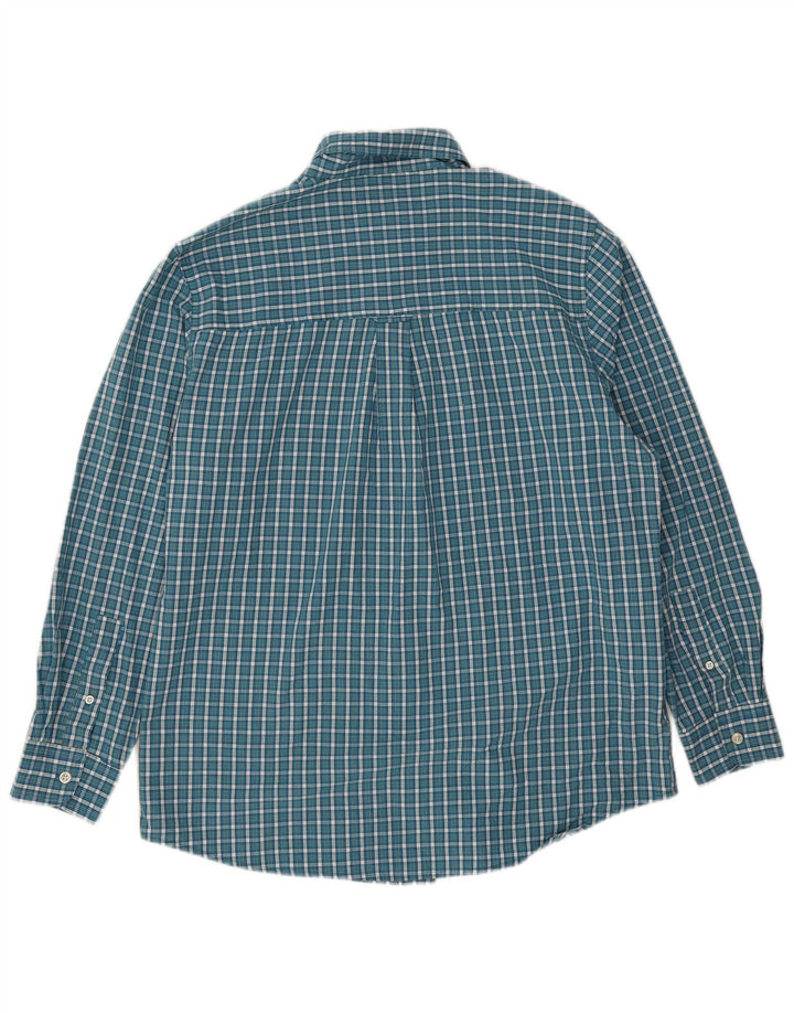 Chaps Mens Easy Care Shirt Medium Blue Check Cotton