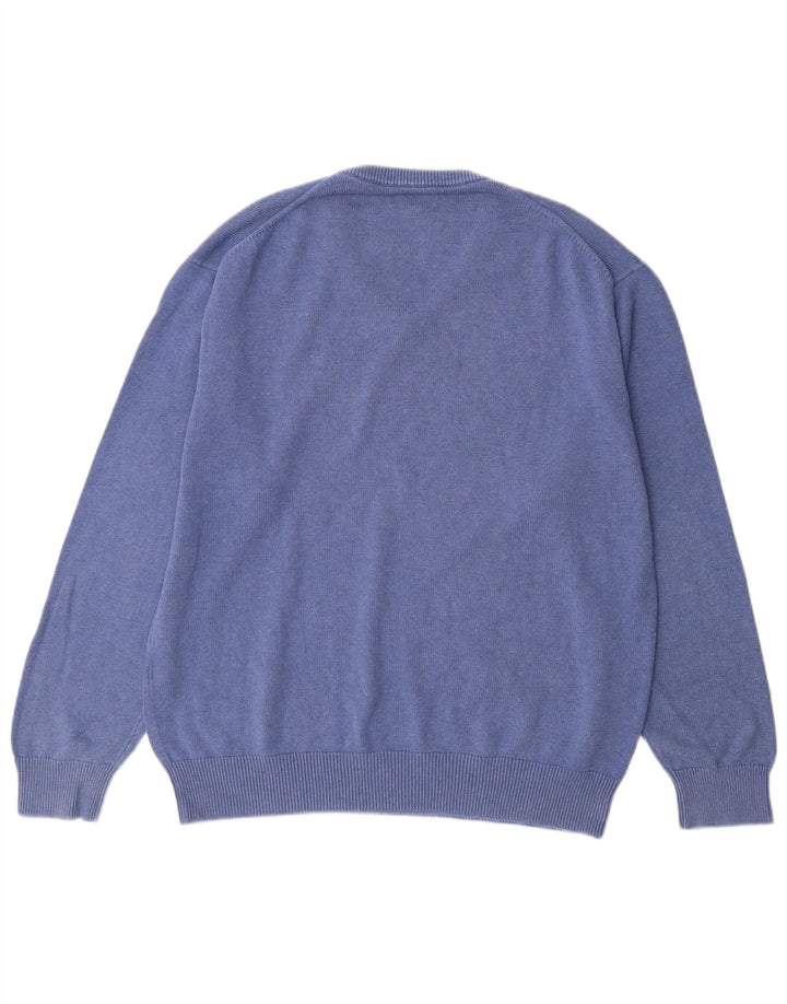 GANT Mens V-Neck Jumper Sweater XL Blue Cotton