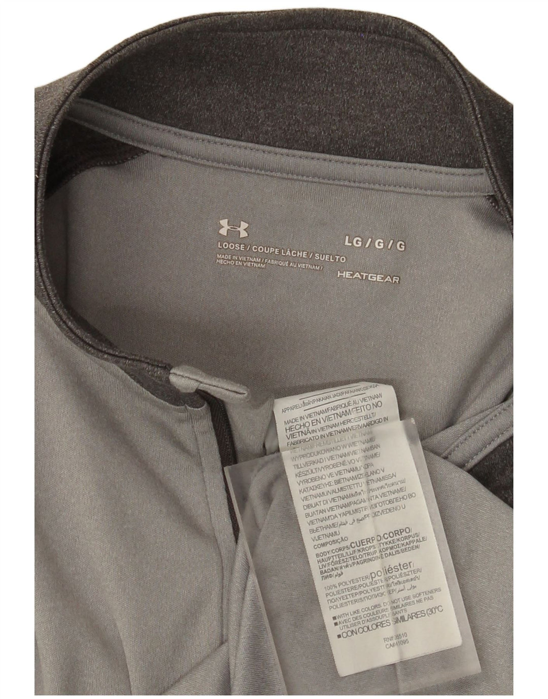 Under Armour Mens Heat Gear Zip Neck Pullover Tracksuit Top Large Grey