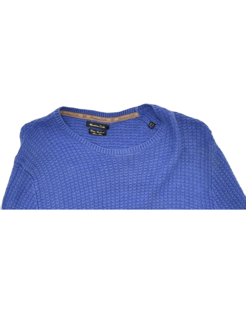 MASSIMO DUTTI Mens Crew Neck Jumper Sweater Medium Blue Cotton | Vintage | Thrift | Second-Hand | Used Clothing | Messina Hembry 