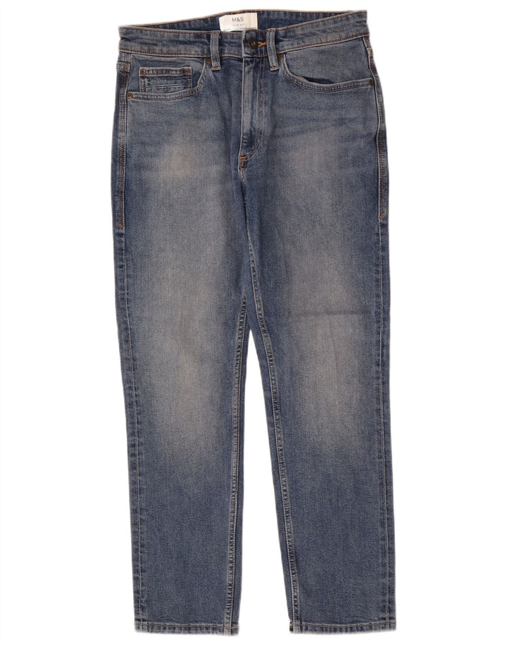 Marks & Spencer Mens Slim Fit Slim Jeans W30 L29 Blue Cotton