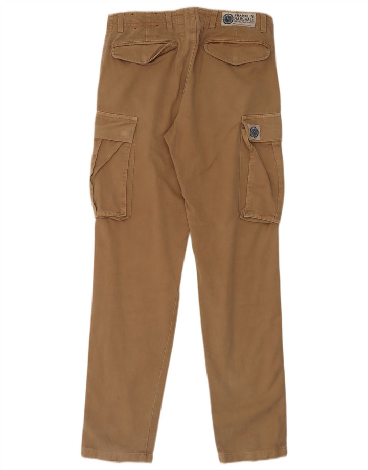 Franklin Marshall Mens Straight Cargo Trousers W30 L32 Beige Cotton