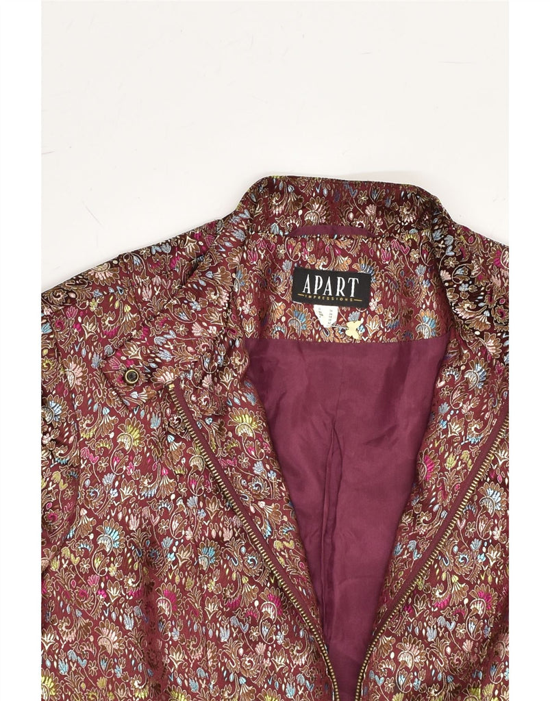 APART Womens Blazer Jacket UK 10 Small Maroon Paisley Polyester | Vintage Apart | Thrift | Second-Hand Apart | Used Clothing | Messina Hembry 