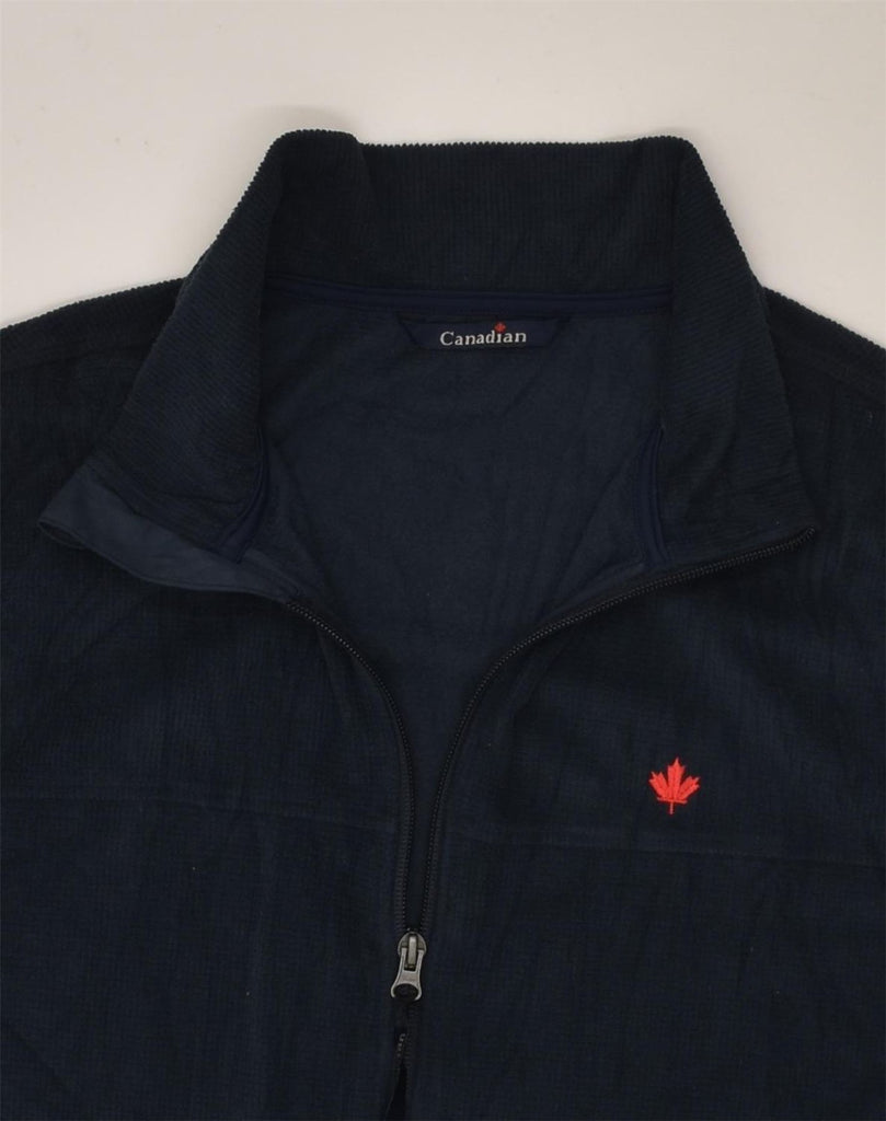 CANADIAN Mens Fleece Gilet UK 46 3XL Navy Blue Polyester | Vintage Canadian | Thrift | Second-Hand Canadian | Used Clothing | Messina Hembry 