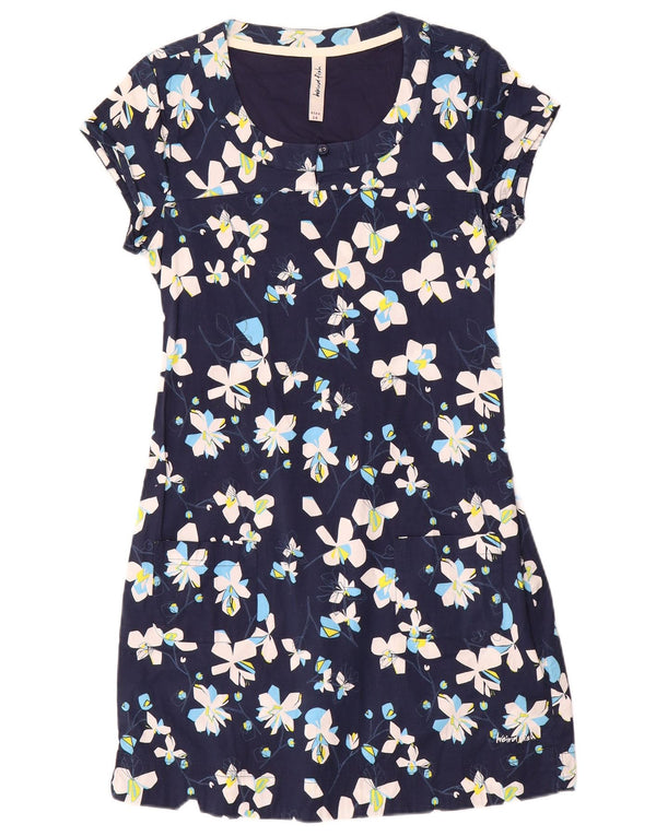 Weird Fish Womens Sheath Dress UK 10 Small Navy Blue Floral Cotton