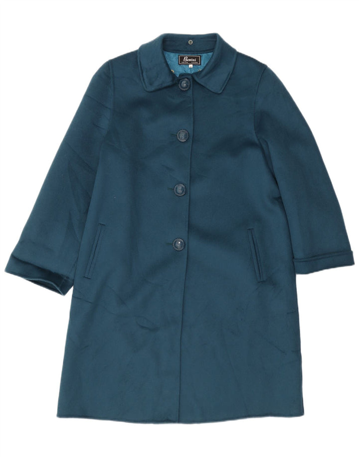 Vintage Womens Overcoat IT 46 Large Navy Blue Wool