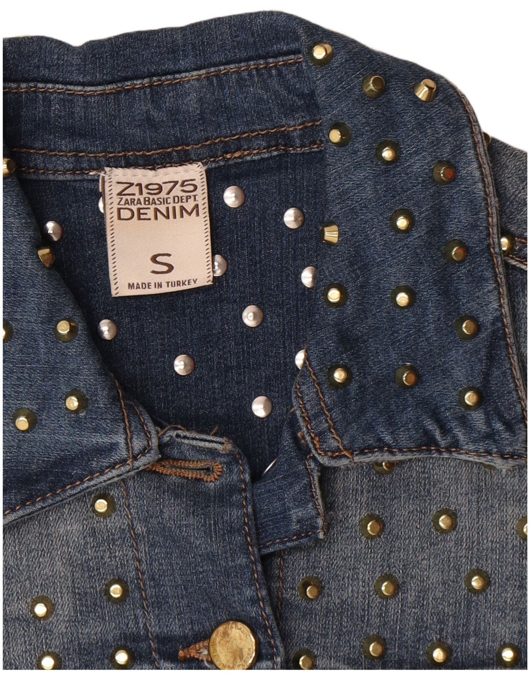 Zara Womens Crop Denim Jacket UK 10 Small Blue Cotton