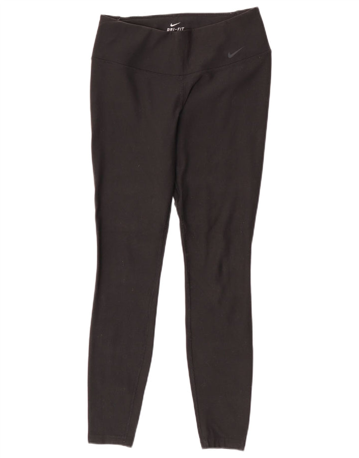 Nike Womens Dri Fit Leggings UK 10 Small Black Polyester