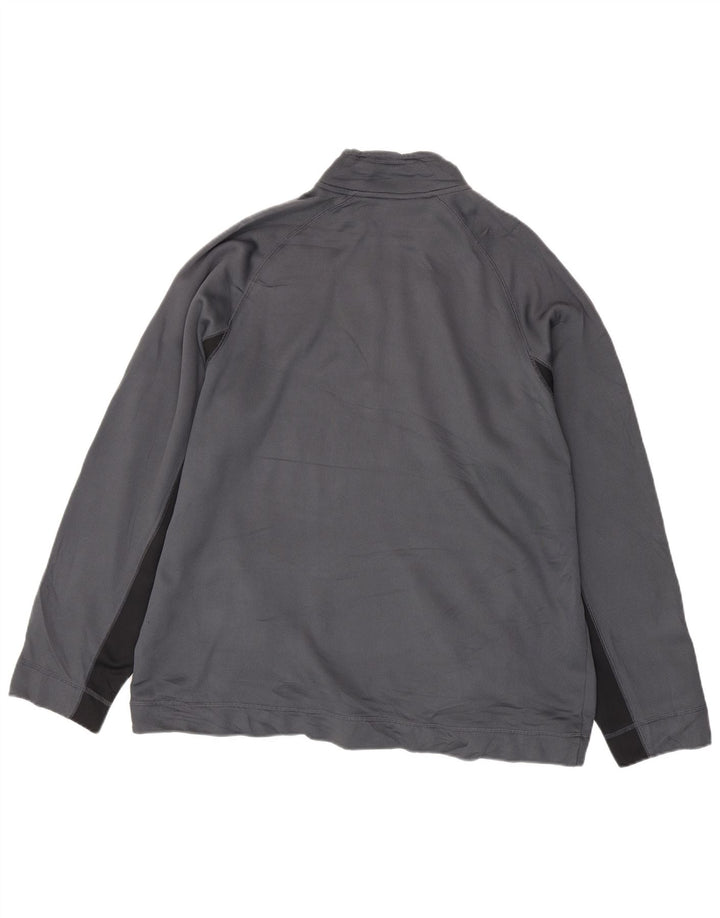 Reebok Mens Zip Neck Sweatshirt Jumper 2XL Grey Colourblock Polyester